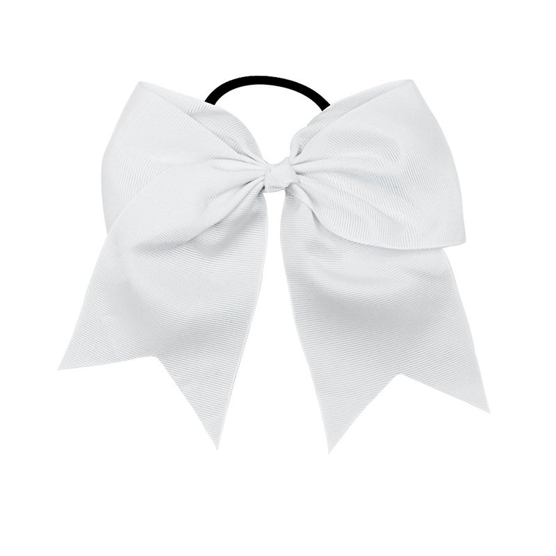 DEEKA 12PCS 8" Large Cheer Hair Bows Ponytail Holder Handmade for Teen Girls Softball Cheerleader Sports-White - Image 5